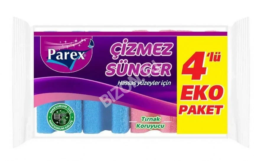 Губки для мытья посуды с защитой маникюра Parex, 4шт