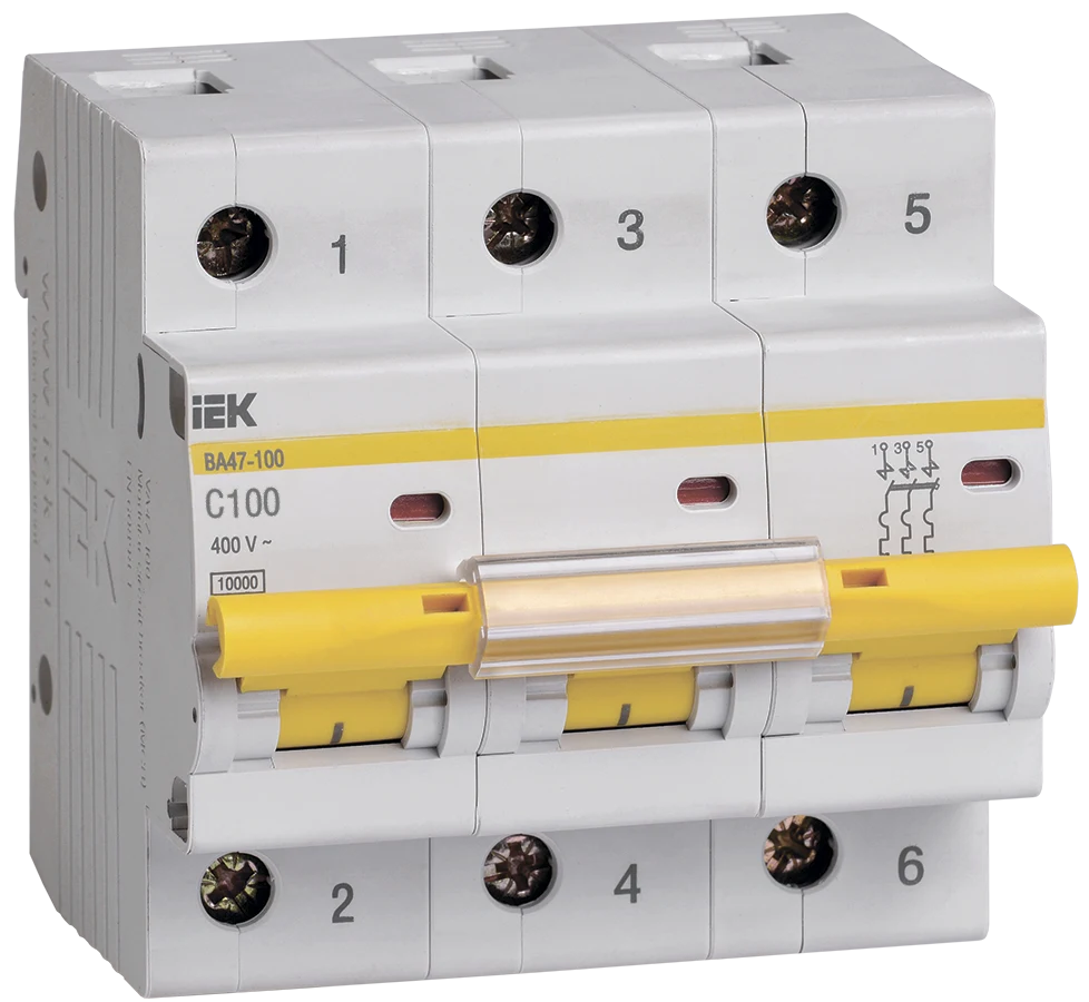 Автомат выключатель ВА47-100 3Р 100A 10кА С IEK
