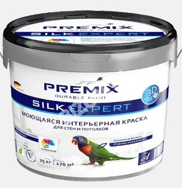 Premix Silk expert Акриловая краска стойкая к протиранию, 25кг