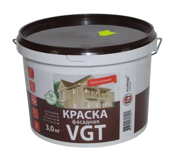 Краска VGT  фасадная (белоснежная) 3кг.