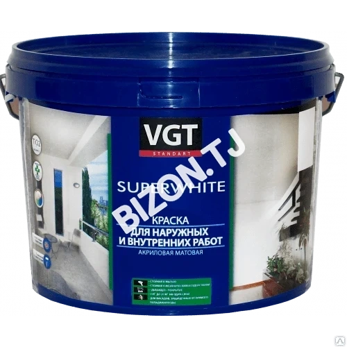 Краска VGT супербелая ВДАК 1180  для нар/внутр работ 3кг