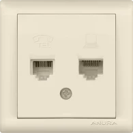 Розетка двойная компьютерная(RJ45) + телефонная(RJ11) ANURA Anamur