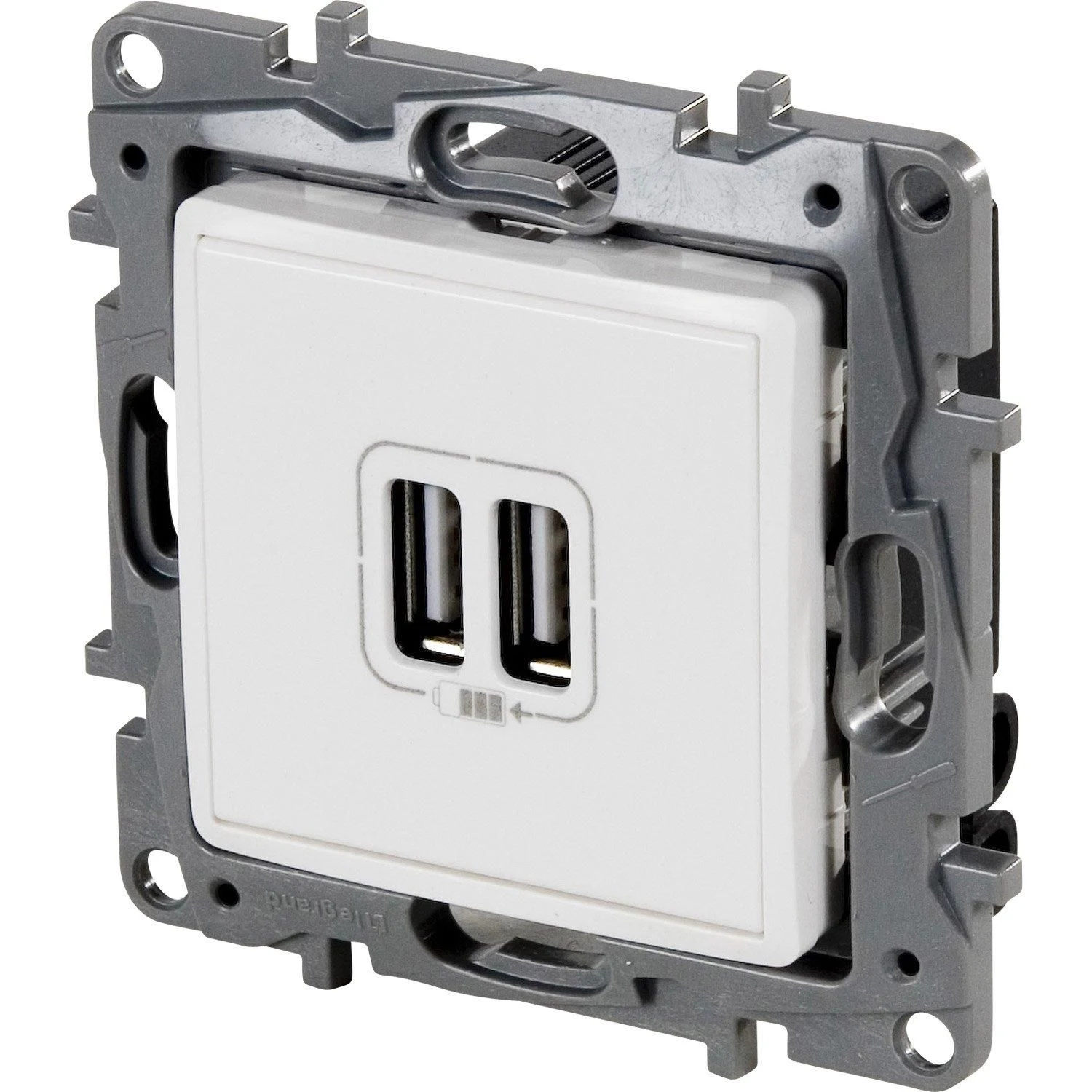 Зарядное гнездо 2-порта USB, LEGRAND NILOE 764594, 76x76x42мм, 2.4A/5V