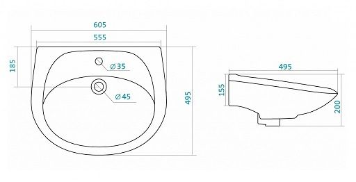 Раковина Santek Бриз 60 с пьедесталом