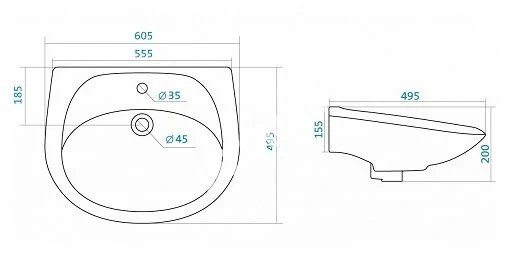 Раковина Santek Бриз 60 с пьедесталом