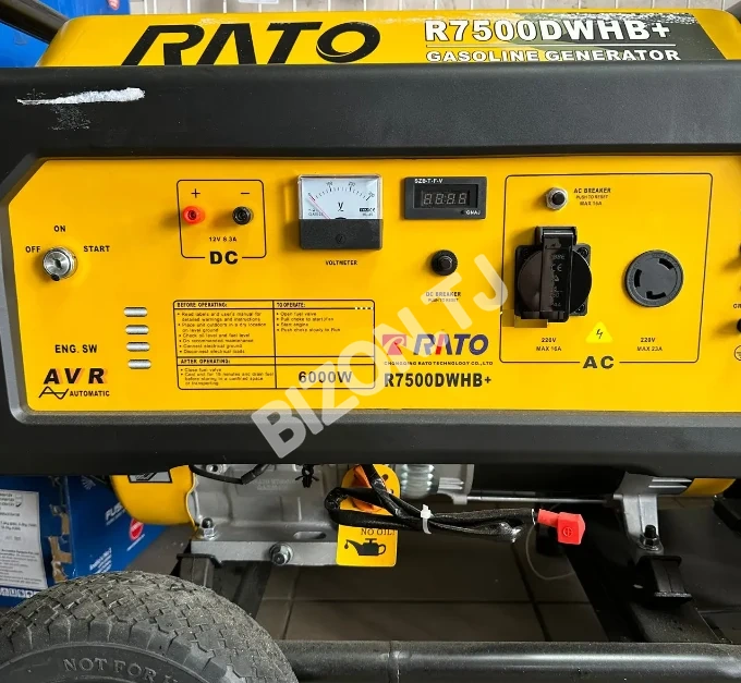 Бензиновый генератор RATO R7500DWHB+ 6кВт, однофазный 3