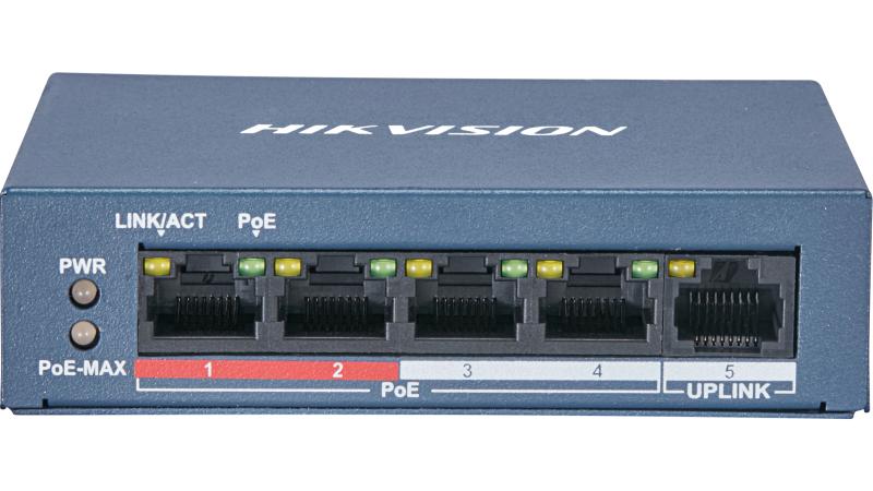 Сетевой коммутатор Hikvision DS-3E0105P-E/M, 4-портовый