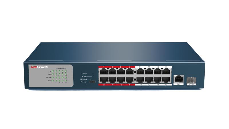 Сетевой коммутатор Hikvision DS-3E0318P-E/M, 16-портовый