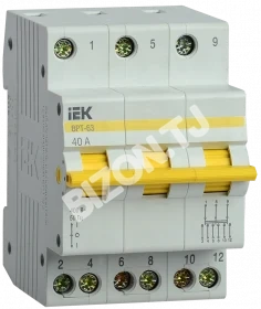Выключатель-разъединитель трехпозиционный ВРТ-63 3P 40А, IEK