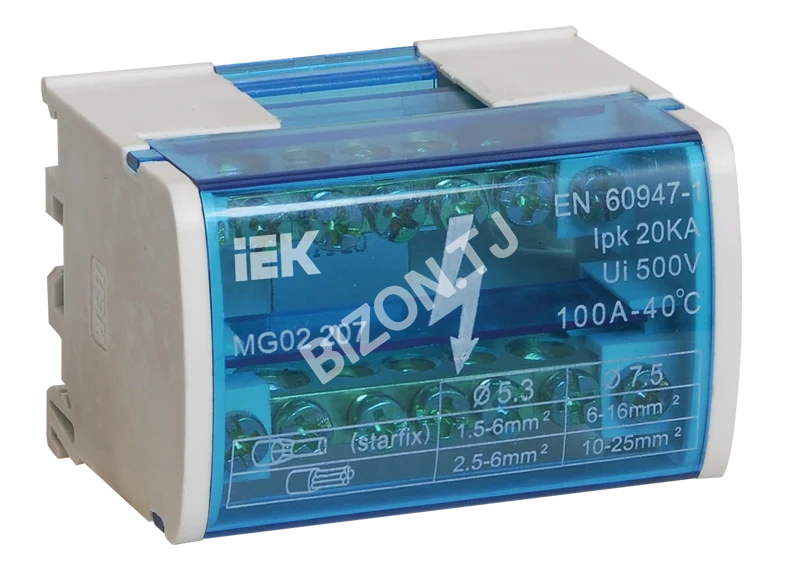 Шины на DIN-рейку в корпусе (кросс-модуль) L+PEN 2х7 IEK