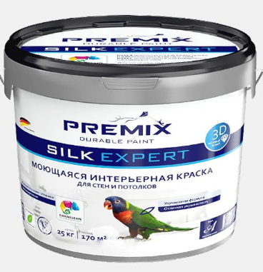 Premix Silk expert Акриловая краска стойкая к протиранию, 25кг