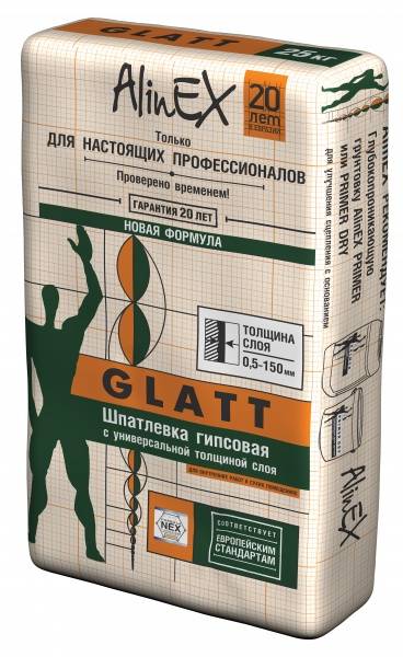 Шпатлевка гипсовая “Alinex” GLATT, 25кг.
