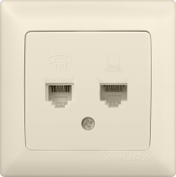 Розетка двойная компьютерная(RJ45) + телефонная(RJ11) ANURA Marmaris