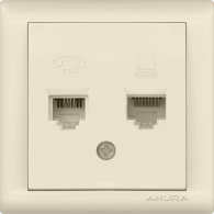 Розетка двойная компьютерная(RJ45) + телефонная(RJ11) ANURA Anamur
