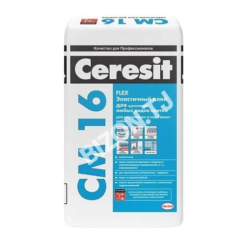 Эластичный клей для плитки CERESIT CM 16, 25кг