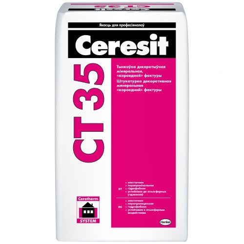 Декоративная штукатурка "Короед" CERESIT CT 35 (белая), 2,5мм, кг.