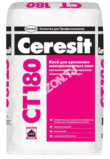 Клей для крепления минераловатных плит CERESIT CT 180, 25кг