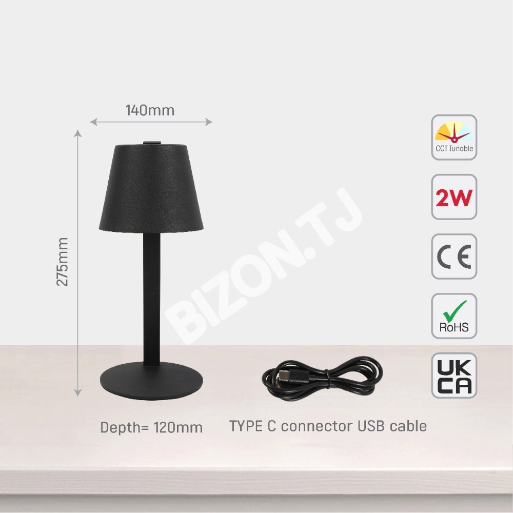 Лампа черный LED настольный лампа 3 Colour 2 Вт, 130-03787 5