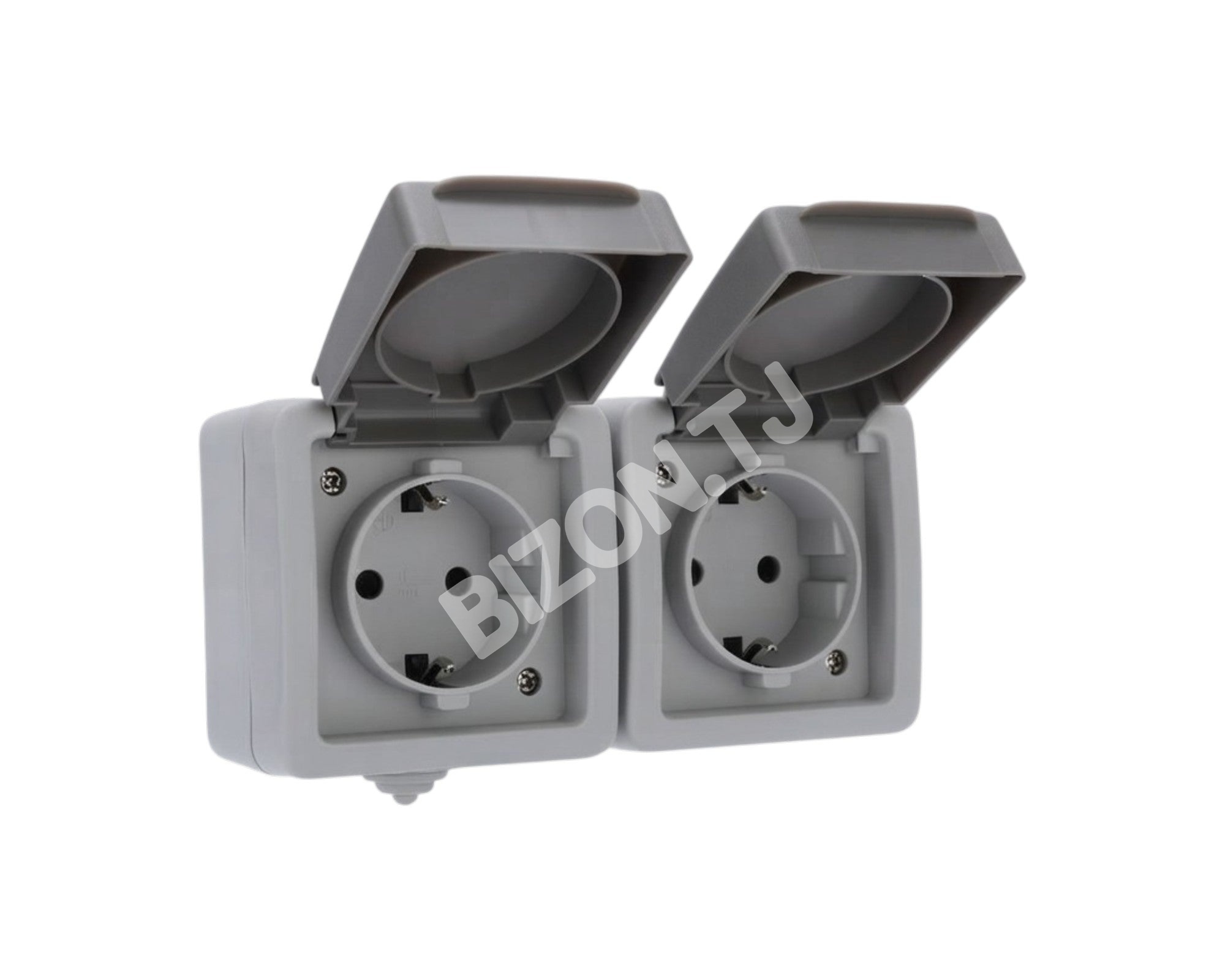Розетка 2-ая с / з, с з / ш, о / у, 16А серый IP54 Atlantis100 / 5, 379-03032 3