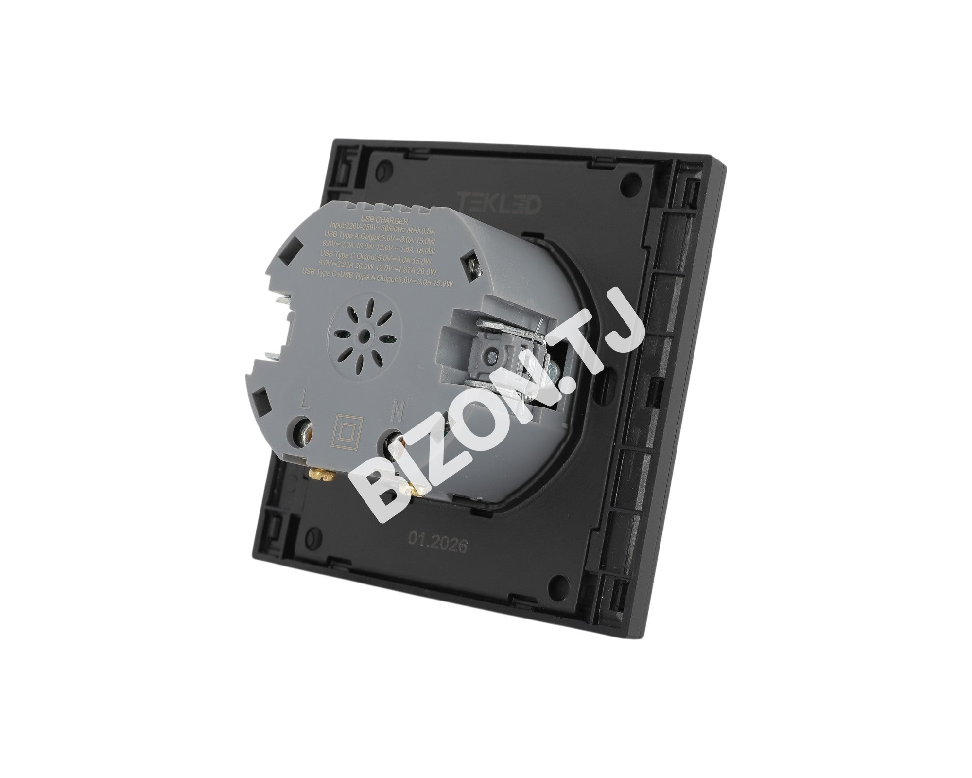 Розетка USB+TYPE C 20Вт, с / у, Темно-серая, серия NIZMO, ELECTRIC 96 / 8, 283-03580 8