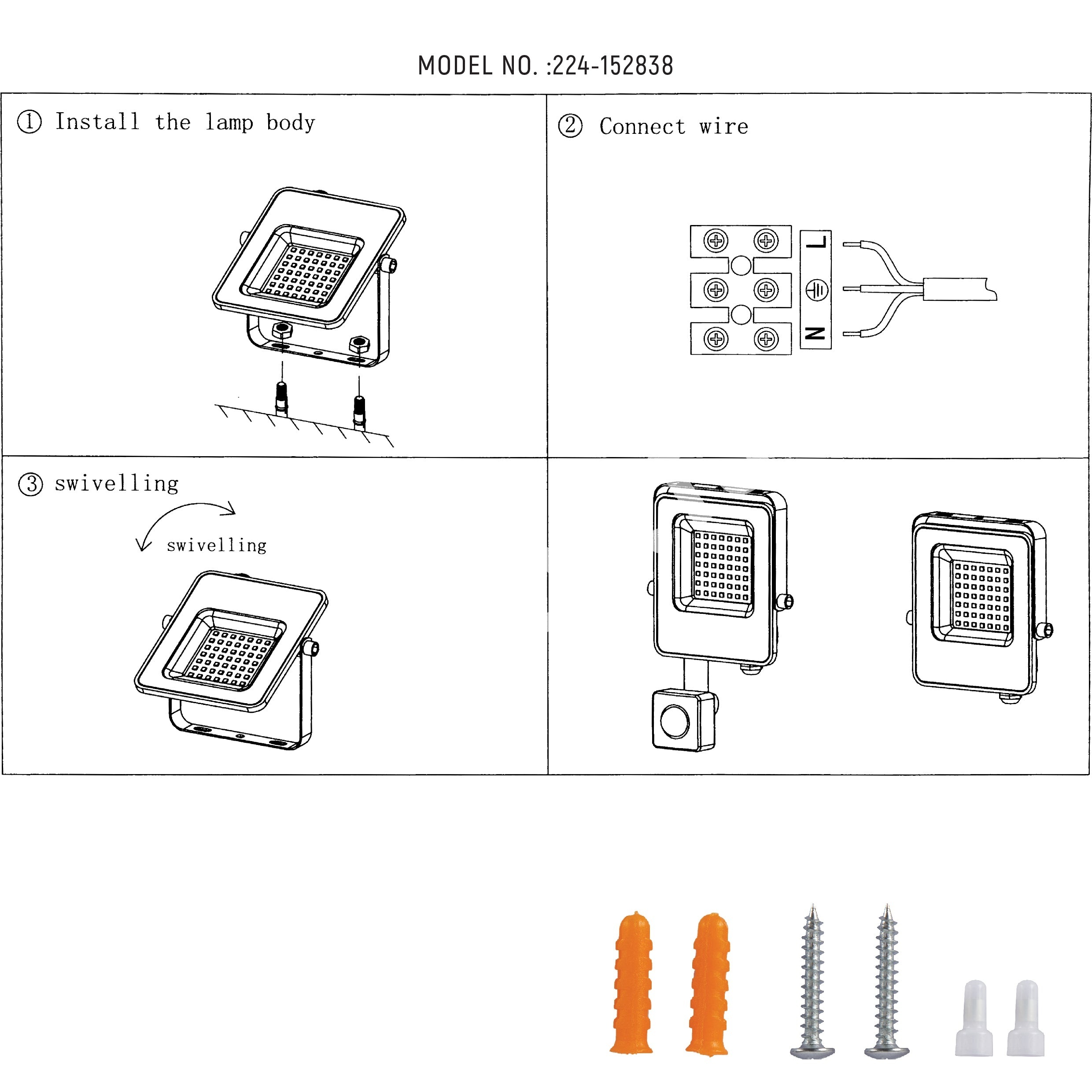 Прожектор LED DOB 30 Вт RGB черный IP65, 224-152837 13