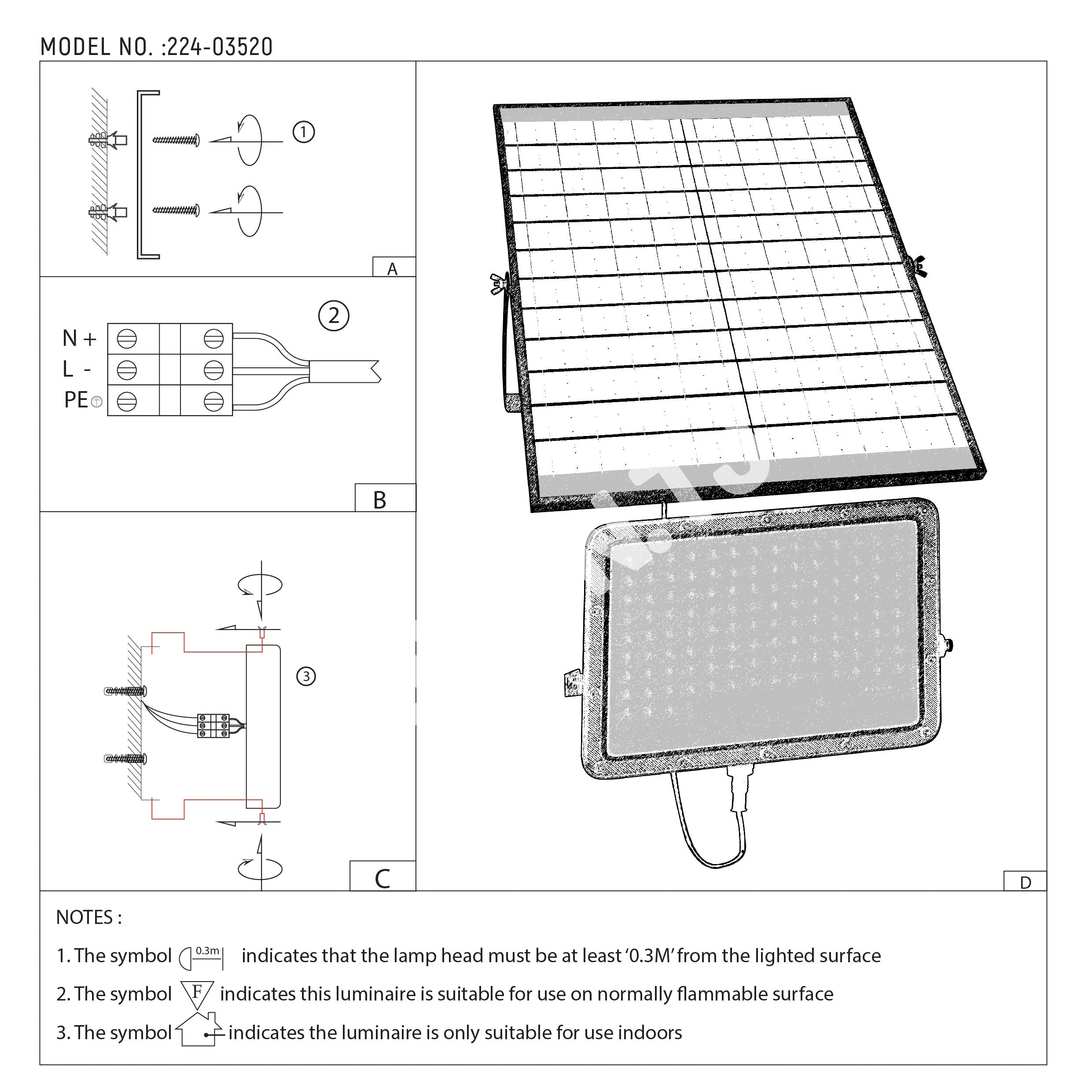 Светильник Solar светильник AG-SW3-1000 черный 4000 К 1000 лм, 224-03516 24