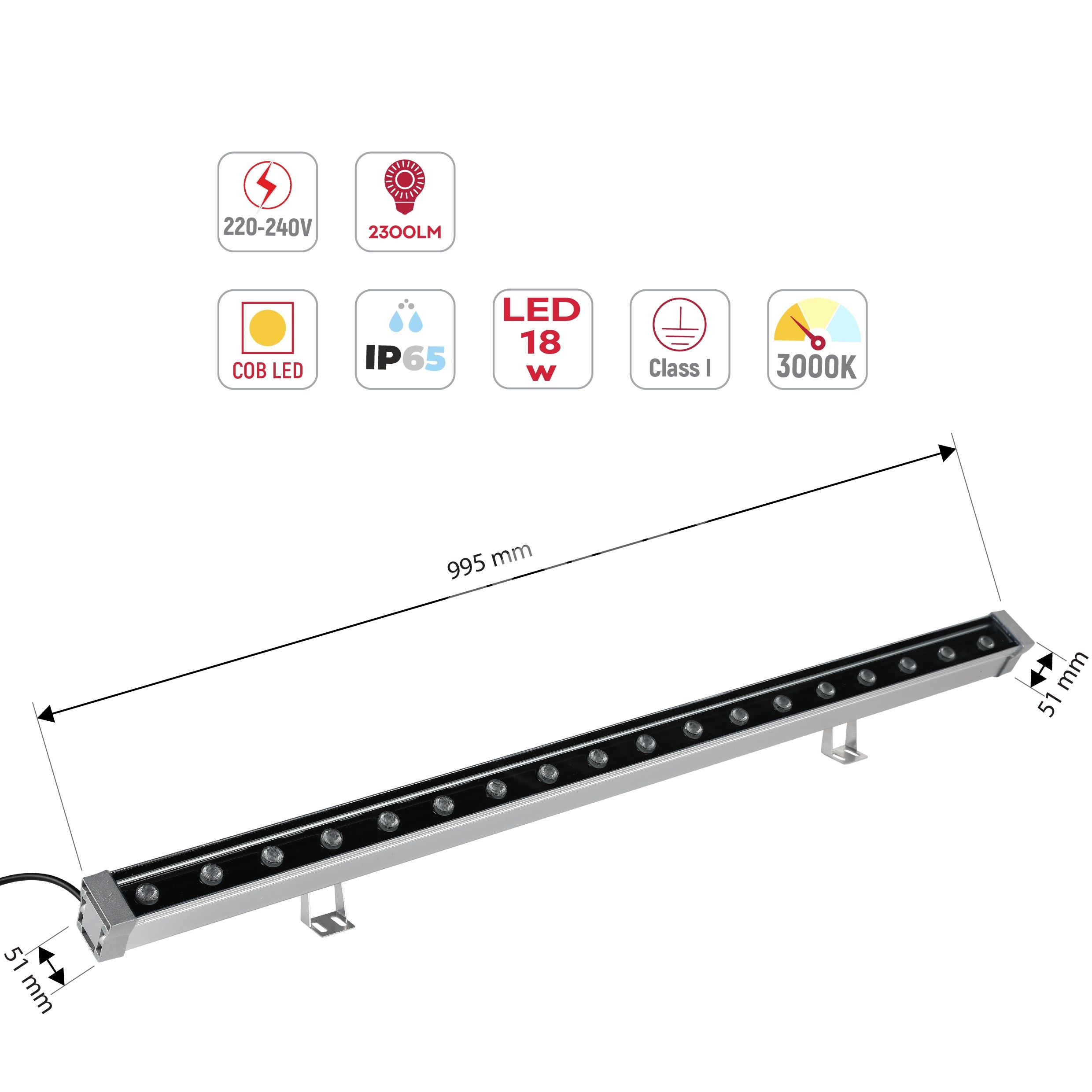 Прожектор LED WW02 18 Вт 100 см 3000 К IP65 (TS), 224-031450 4