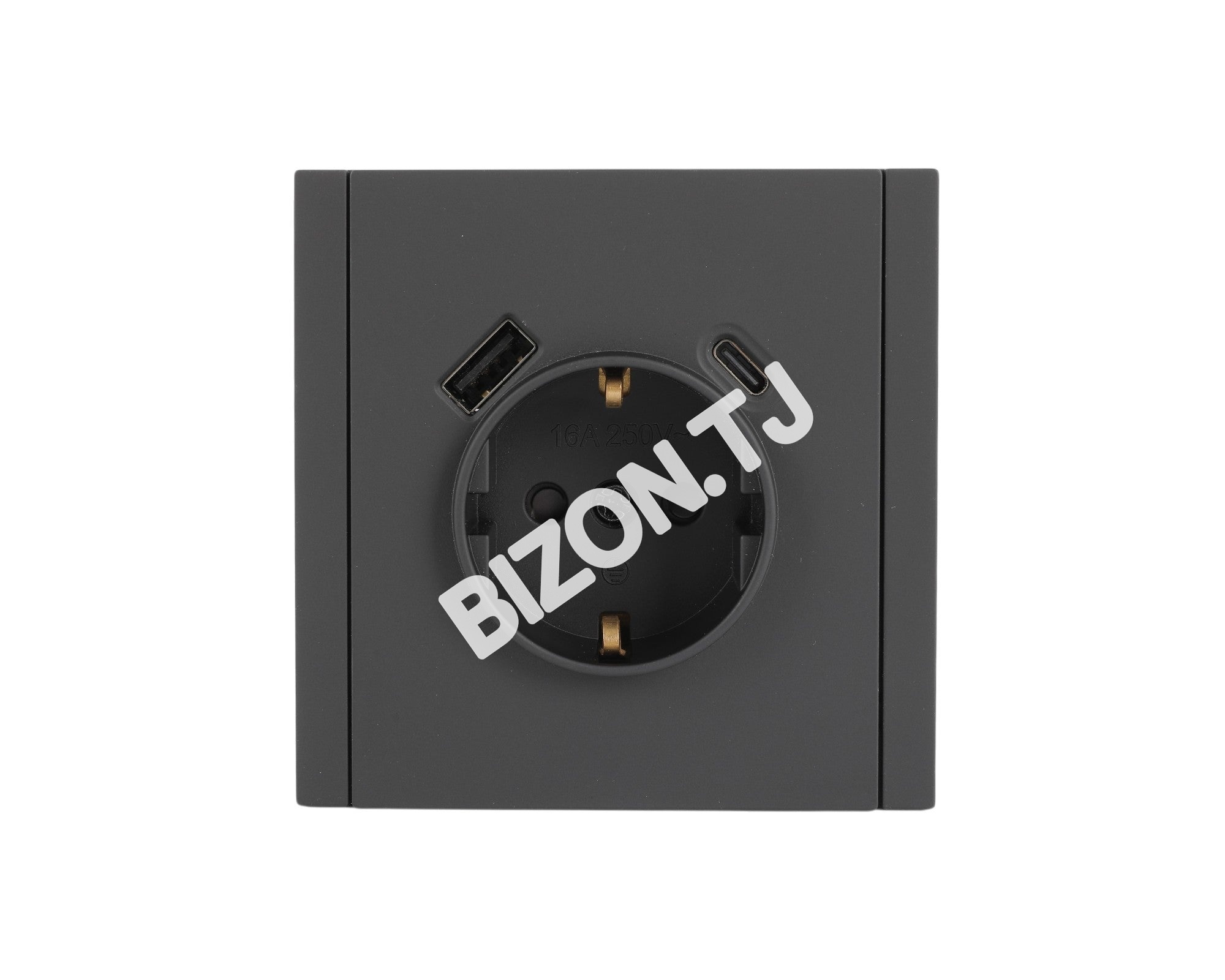 Розетка Schuko с USB+TYPE C 20Вт, с / у, Темно-серая, серия NIZMO, ELECTRIC 96 / 8, 283-03592 6