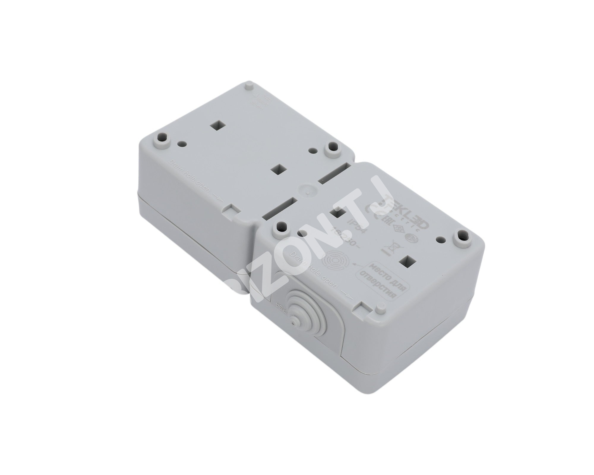 Розетка 2-ая с / з, с з / ш, о / у, 16А серый IP54 Atlantis100 / 5, 379-03032 4