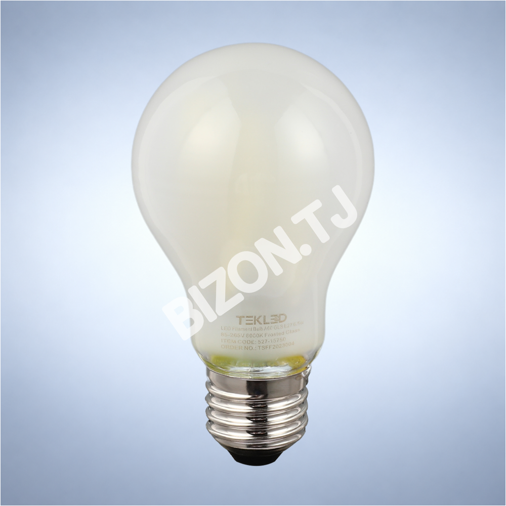 Лампа LED Filament Bulb A60 GLS E27 6.5 Вт 85-265 В 6000 К F, 527-15750