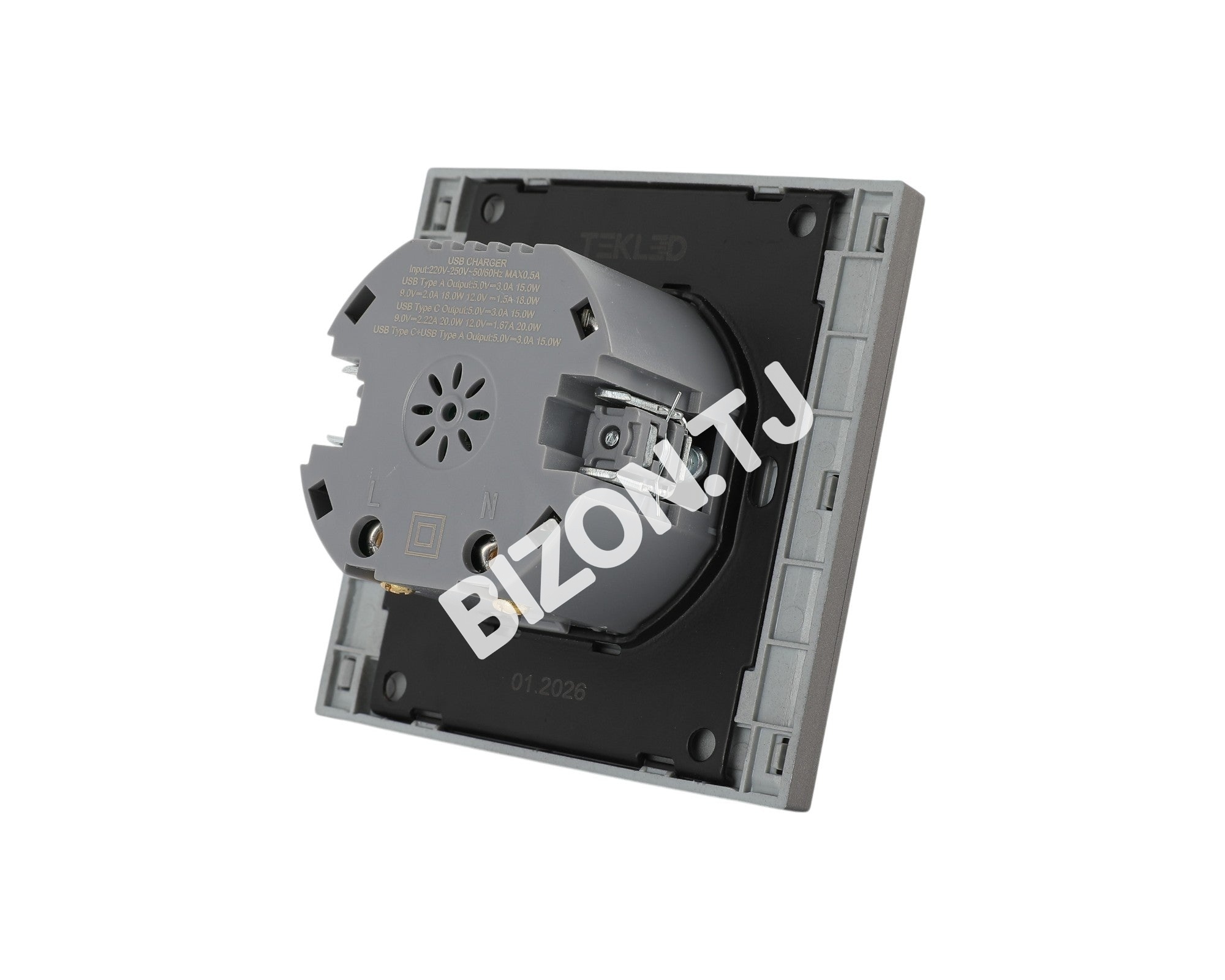 Розетка USB+TYPE C 20Вт, с / у, Темно-серая, серия NIZMO, ELECTRIC 96 / 8, 283-03580 13