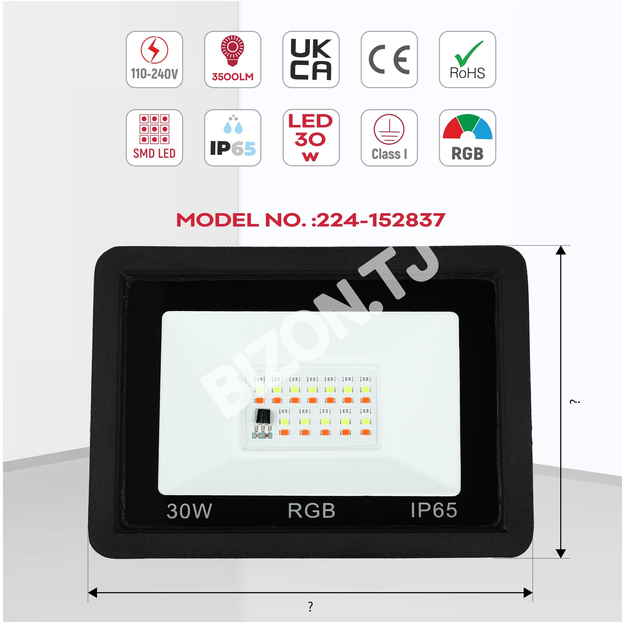 Прожектор LED DOB 30 Вт RGB черный IP65, 224-152837 2