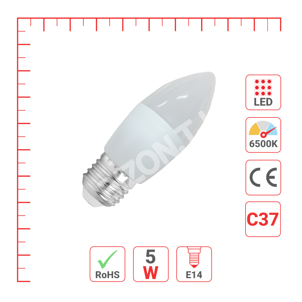 LAMPA LED C37 5 Вт 6500 К E, 527-15180 3