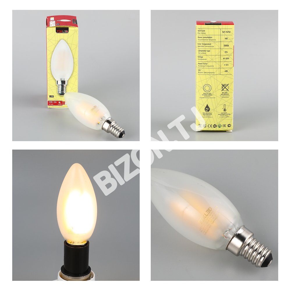 Лампа LED Filament Bulb Candle 4 Вт E14 85-265 В 4000 К Fros, 527-15754 11