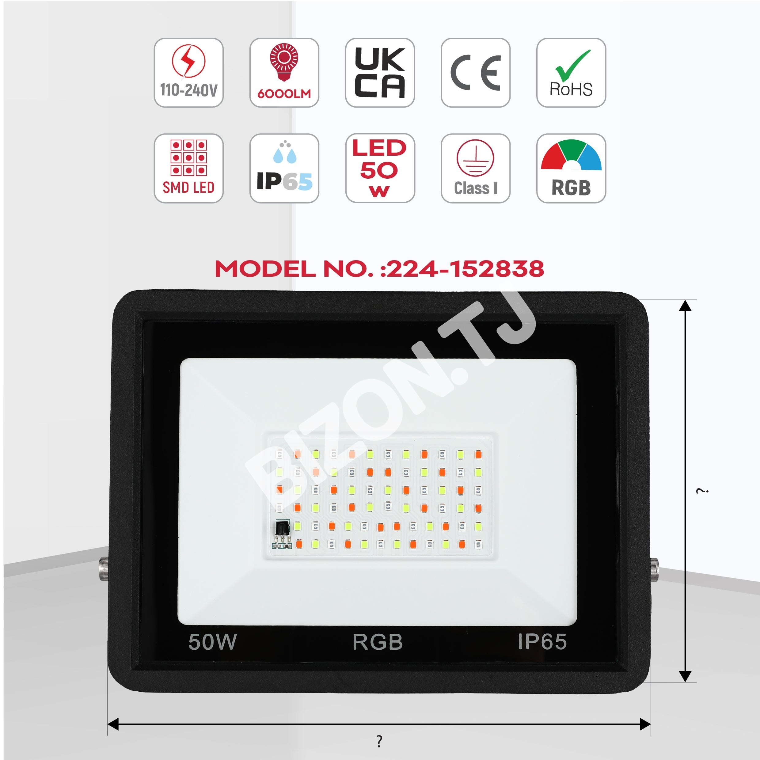 Прожектор LED DOB 30 Вт RGB черный IP65, 224-152837 10